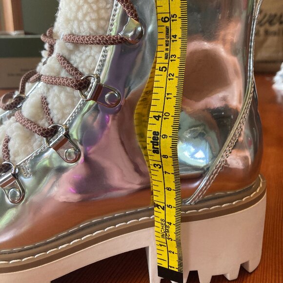 The Drop Women's Silver Faux Lined Lace Up Ankle Winter Boots Size 7.5 NWT - Picture 6 of 11